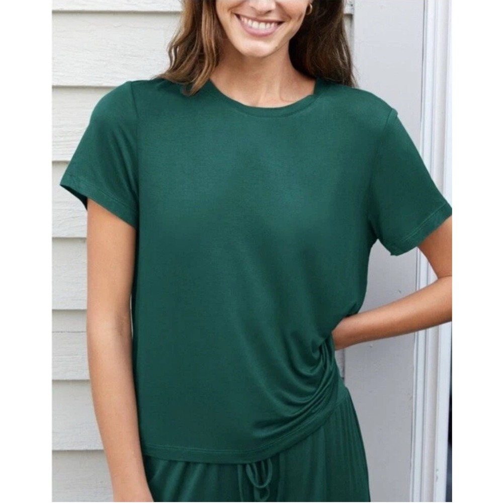 NWT Andie Swim Andie The Classic Tee Bamboo Recycled Poly Jersey Fern Green Sz M